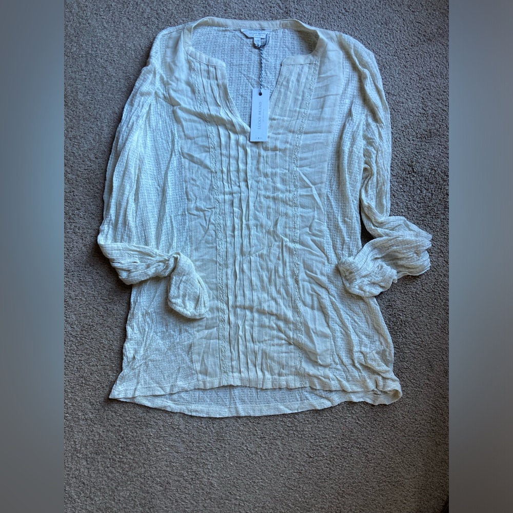 Lucky Brand Cream Textured Blouse